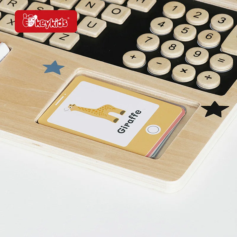 2025 Montessori Wooden Puzzle Laptop Toy - Interactive Computer Drawing Board & Chalkboard Learning Set for Toddlers W12B303